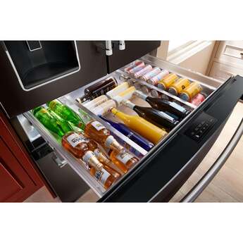 KitchenAid 36 Inch French Door Refrigerator with 26.2 Cu. Ft. Capacity and Platinum Interior: Black Stainless Steel with PrintShield Finish — thumbnail 8