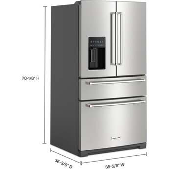 KitchenAid 36 Inch French Door Refrigerator with 26.2 Cu. Ft. Capacity and Platinum Interior: Stainless Steel with PrintShield Finish — thumbnail 32