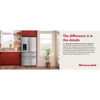 KitchenAid 36 Inch French Door Refrigerator with 26.2 Cu. Ft. Capacity and Platinum Interior: Stainless Steel with PrintShield Finish — thumbnail 34