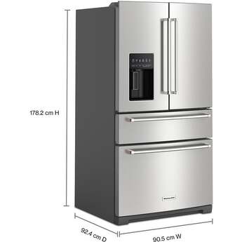 KitchenAid 36 Inch French Door Refrigerator with 26.2 Cu. Ft. Capacity and Platinum Interior: Stainless Steel with PrintShield Finish — thumbnail 43