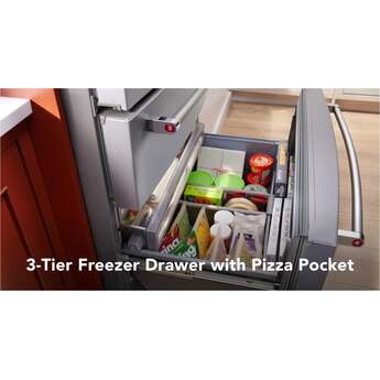 KitchenAid 36 Inch French Door Refrigerator with 26.2 Cu. Ft. Capacity and Platinum Interior: Stainless Steel with PrintShield Finish — thumbnail 44