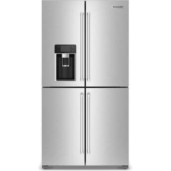 KitchenAid 36 Inch Freestanding French Door Refrigerator with 19.4 Cu. Ft. Capacity, Ice and Water Dispenser, Multi-Zone Cooling System, Sabbath Mode and Energy Star® Qualified: Stainless Steel with PrintShield Finish