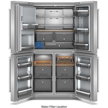 KitchenAid 36 Inch Freestanding French Door Refrigerator with 19.4 Cu. Ft. Capacity, Ice and Water Dispenser, Multi-Zone Cooling System, Sabbath Mode and Energy Star® Qualified: Stainless Steel with PrintShield Finish — thumbnail 2