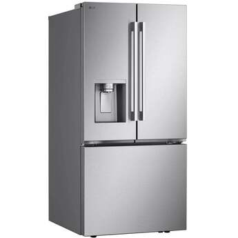 LG 20 cu.ft. 3 Door French Door, 33 Wide Counter Depth MAX, Slim In Door Ice and Water dispenser, Dual Ice, New Hybrid Handle: Printproof Stainless Steel — thumbnail 2