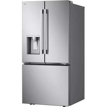 LG 20 cu.ft. 3 Door French Door, 33 Wide Counter Depth MAX, Slim In Door Ice and Water dispenser, Dual Ice, New Hybrid Handle: Printproof Stainless Steel — thumbnail 3