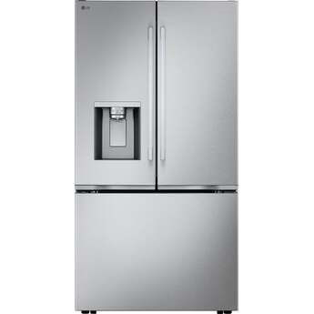 LG 36 Inch 24 Cu.Ft. 3 Door French Door Counter Depth Max Refrigerator, Ice And Water, Zero Clearance Doors: Printproof Stainless Steel