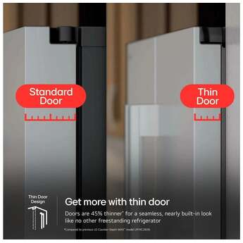 LG 36 Inch 24 Cu.Ft. 3 Door French Door Counter Depth Max Refrigerator, Ice And Water, Zero Clearance Doors: Printproof Stainless Steel — thumbnail 7
