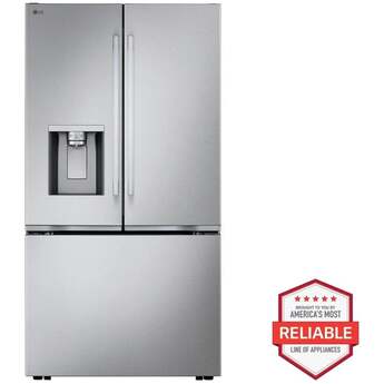 LG 36 Inch 24 Cu.Ft. 3 Door French Door Counter Depth Max Refrigerator, Ice And Water, Zero Clearance Doors: Printproof Stainless Steel — thumbnail 9