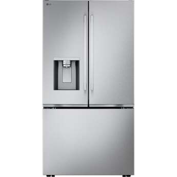 LG 36 Inch 23.7 Cu. Ft. Counter-Depth Max French Door Refrigerator Zero Clearance Hinges: Black Stainless Steel