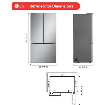 LG 25 Cu. Ft. French Door Counter Depth Max Refrigerator With Zero Clearance, Internal Water Dispenser And Pocket Handles: Stainless Steel — thumbnail 24