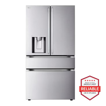 LG 36 Inch 29 Cu. Ft. Standard Depth Max 4-Door French Door Refrigerator With External Dispenser, Dual Ice Maker With Mini Craft And Craft Ice And Pocket Handle: Fingerprint Resistant Stainless Steel