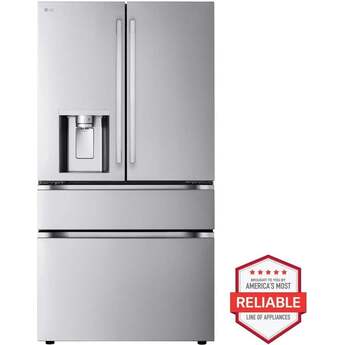 LG 36 Inch 29 Cu. Ft.  4-Door French Door Refrigerator With Fully Convertible Drawer, External Dispenser, And Dual Handle: Fingerprint Resistant Stainless Steel