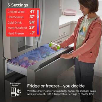LG 36 Inch 29 Cu. Ft.  4-Door French Door Refrigerator With Fully Convertible Drawer, External Dispenser, And Dual Handle: Fingerprint Resistant Stainless Steel — thumbnail 16