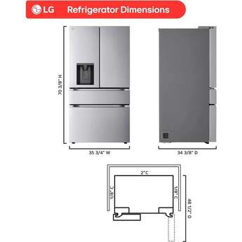 LG 36 Inch 29 Cu.Ft. 4 Door French Door Refrigerator, Ice And Water, Pocket Handle: Nobel Steel — thumbnail 18