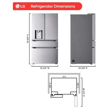 LG 36 Inch 29 Cu.Ft. 4 Door French Door Standard Depth Max Refrigerator, Ice And Water, Dual Ice With Mini Craft + Craft Ice: Printproof Stainless Steel — thumbnail 12