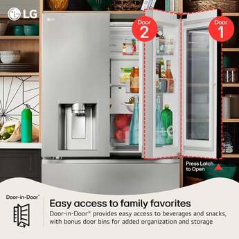 LG 36 Inch 29 Cu.Ft. 4 Door French Door, Standard Depth Max Refrigerator With Mycolor Mirror Instaview, Ice And Water, Dual Ice With Mini Craft + Craft Ice: Printproof Stainless Steel — thumbnail 23