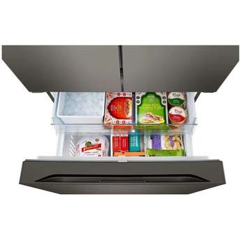 LG 3 Door French Door Refrigerator With 27 Cubic Feet Capacity Internal Water Dispenser Feature Option Counter Depth Depth And 36" Width : Black Stainless Steel — thumbnail 2