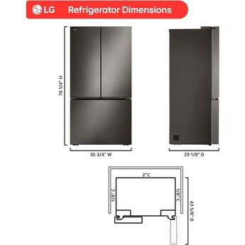 LG 3 Door French Door Refrigerator With 27 Cubic Feet Capacity Internal Water Dispenser Feature Option Counter Depth Depth And 36" Width : Black Stainless Steel — thumbnail 4