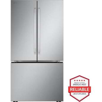 LG 36 Inch 27 Cu. Ft. 3-Door French Refrigerator With Internal Water Dispenser: Stainless Steel