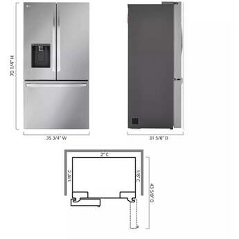 LG LRFXC2606S  36 Inch Counter Depth French Door Refrigerator — thumbnail 4