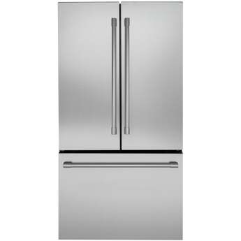 Monogram 36 Inch Counter-Depth Freestanding French Door Smart Refrigerator with 23.10 cu. ft. Total Capacity, Internal Water Dispenser, Factory-Installed Icemaker, TwinChill™ Evaporators, Door Alarm, LED Interior Lighting, Sabbath Mode and ENERGY STAR® Certified: Stainless Steel
