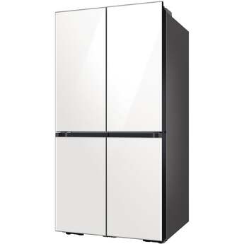 Samsung 36 Inch Smart Counter-Depth 4-Door Flex™ French Door Refrigerator with 23 cu. ft. Capacity, FlexZone™, Beverage Center™, UV Deodorizing Filter, Wi-Fi Enabled, Dual Ice Maker, Door Alarm, Auto Open Door, Slide-In Shelf, and ENERGY STAR®: White Glass — thumbnail 2