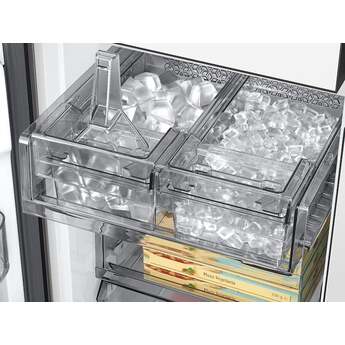 Samsung 36 Inch Smart Counter-Depth 4-Door Flex™ French Door Refrigerator with 23 cu. ft. Capacity, FlexZone™, Beverage Center™, UV Deodorizing Filter, Wi-Fi Enabled, Dual Ice Maker, Door Alarm, Auto Open Door, Slide-In Shelf, and ENERGY STAR®: White Glass — thumbnail 3
