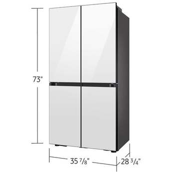 Samsung 36 Inch Smart Counter-Depth 4-Door Flex™ French Door Refrigerator with 23 cu. ft. Capacity, FlexZone™, Beverage Center™, UV Deodorizing Filter, Wi-Fi Enabled, Dual Ice Maker, Door Alarm, Auto Open Door, Slide-In Shelf, and ENERGY STAR®: White Glass — thumbnail 39