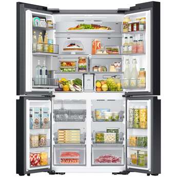 Samsung 36 Inch Smart Counter-Depth 4-Door Flex™ French Door Refrigerator with 23 cu. ft. Capacity, FlexZone™, Beverage Center™, UV Deodorizing Filter, Wi-Fi Enabled, Dual Ice Maker, Door Alarm, Auto Open Door, Slide-In Shelf, and ENERGY STAR®: Fingerprint Resistant Stainless Steel — thumbnail 2