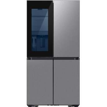 Samsung 36 Inch Counter Depth Smart 4-Door Flex™ French Door Refrigerator with 23 cu. ft. Capacity, FlexZone™, Beverage Zone™, Slide-In Shelf, Wi-Fi Enabled, Dual Ice Maker, Auto Open Door, Door Alarm, ADA Compliant, and ENERGY STAR®: Fingerprint Resistant Stainless Steel