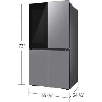 Samsung 36 Inch Counter Depth Smart 4-Door Flex™ French Door Refrigerator with 23 cu. ft. Capacity, FlexZone™, Beverage Zone™, Slide-In Shelf, Wi-Fi Enabled, Dual Ice Maker, Auto Open Door, Door Alarm, ADA Compliant, and ENERGY STAR®: Fingerprint Resistant Stainless Steel — thumbnail 10
