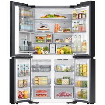 Samsung 36 Inch Counter Depth Smart 4-Door Flex™ French Door Refrigerator with 23 cu. ft. Capacity, FlexZone™, Beverage Zone™, Slide-In Shelf, Wi-Fi Enabled, Dual Ice Maker, Auto Open Door, Door Alarm, ADA Compliant, and ENERGY STAR®: Fingerprint Resistant Stainless Steel — thumbnail 15