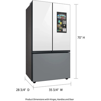 Samsung RF24BB69006M BESPOKE Series 36 Inch White Glass over Grey Glass Counter Depth French Door Refrigerator — thumbnail 14