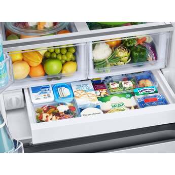 Samsung 33 Inch Freestanding 3-Door French Door Refrigerator with 25 cu. ft. Total Capacity, Slide-in Shelf, Power Cool & Power Freeze, Auto Ice Maker, AI Energy Mode, Wi-Fi, ADA Compliant, and Energy Star Rated: Fingerprint Resistant Stainless Steel — thumbnail 18