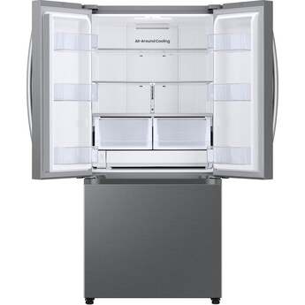 Samsung 33 Inch Freestanding 3-Door French Door Refrigerator with 25 cu. ft. Total Capacity, Slide-in Shelf, Power Cool & Power Freeze, Auto Ice Maker, AI Energy Mode, Wi-Fi, ADA Compliant, and Energy Star Rated: Fingerprint Resistant Stainless Steel — thumbnail 23