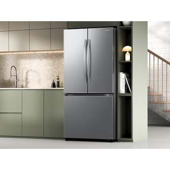 Samsung 33 Inch Freestanding 3-Door French Door Refrigerator with 25 cu. ft. Total Capacity, Slide-in Shelf, Power Cool & Power Freeze, Auto Ice Maker, AI Energy Mode, Wi-Fi, ADA Compliant, and Energy Star Rated: Fingerprint Resistant Stainless Steel — thumbnail 8