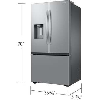 Samsung 36 Inch Counter Depth 3-Door French Door Refrigerator with 26 cu. ft. Total Capacity, Slide-in Shelf, Power Cool & Power Freeze, Water and Ice Dispenser, Wi-Fi, ADA Compliant, and Energy Star Rated: Fingerprint Resistant Stainless Steel — thumbnail 2