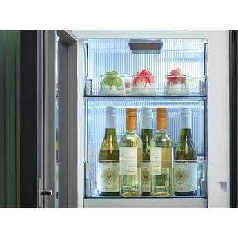 Samsung 36 Inch Smart 4-Door Flex™ French Door Refrigerator with 29 cu. ft. Capacity, FlexZone™, Beverage Zone™, UV Deodorizing Filter, Wi-Fi Enabled, Dual Ice Maker, Door Alarm, Auto Open Door, Slide-In Shelf, and ENERGY STAR®: White Glass — thumbnail 15