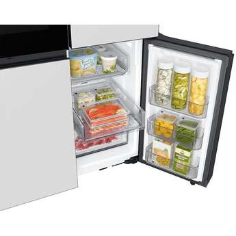 Samsung 36 Inch Smart 4-Door Flex™ French Door Refrigerator with 29 cu. ft. Capacity, FlexZone™, Beverage Zone™, UV Deodorizing Filter, Wi-Fi Enabled, Dual Ice Maker, Door Alarm, Auto Open Door, Slide-In Shelf, and ENERGY STAR®: White Glass — thumbnail 25