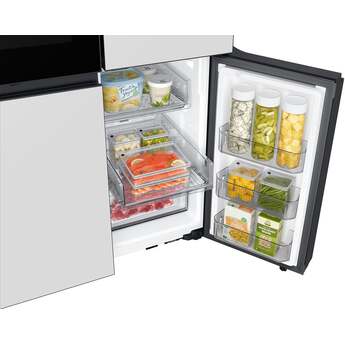 Samsung 36 Inch Smart 4-Door Flex™ French Door Refrigerator with 29 cu. ft. Capacity, FlexZone™, Beverage Zone™, UV Deodorizing Filter, Wi-Fi Enabled, Dual Ice Maker, Door Alarm, Auto Open Door, Slide-In Shelf, and ENERGY STAR®: White Glass — thumbnail 3