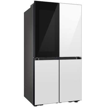 Samsung 36 Inch Smart 4-Door Flex™ French Door Refrigerator with 29 cu. ft. Capacity, FlexZone™, Beverage Zone™, UV Deodorizing Filter, Wi-Fi Enabled, Dual Ice Maker, Door Alarm, Auto Open Door, Slide-In Shelf, and ENERGY STAR®: White Glass — thumbnail 36