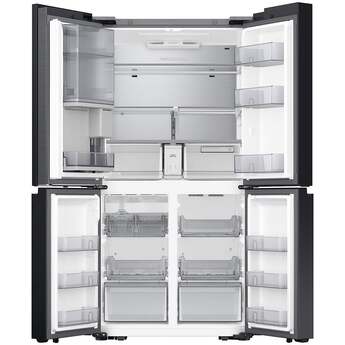 Samsung 36 Inch Smart 4-Door Flex™ French Door Refrigerator with 29 cu. ft. Capacity, FlexZone™, Beverage Zone™, UV Deodorizing Filter, Wi-Fi Enabled, Dual Ice Maker, Door Alarm, Auto Open Door, Slide-In Shelf, and ENERGY STAR®: White Glass — thumbnail 4