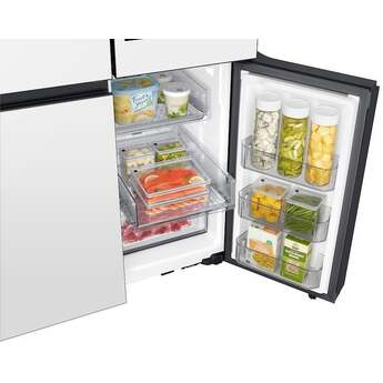 Samsung 36 Inch Smart 4-Door Flex™ French Door Refrigerator with 29 cu. ft. Capacity, AI Family Hub+™, AI Vision Inside™, FlexZone, Beverage Center™, Auto Open Door, Dual Ice Maker, ADA Compliant, and ENERGY STAR®: White Glass — thumbnail 3