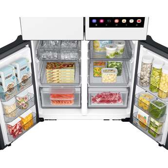 Samsung 36 Inch Smart 4-Door Flex™ French Door Refrigerator with 29 cu. ft. Capacity, AI Family Hub+™, AI Vision Inside™, FlexZone, Beverage Center™, Auto Open Door, Dual Ice Maker, ADA Compliant, and ENERGY STAR®: White Glass — thumbnail 9