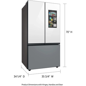 Samsung RF30BB69006M BESPOKE Series 36 Inch White Glass over Grey Glass French Door Refrigerator — thumbnail 7