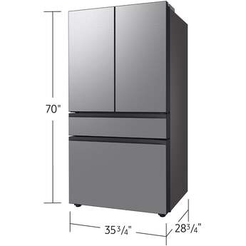 Samsung 36 Inch Counter-Depth Smart 4-Door French Door Refrigerator with 23 cu. ft. Total Capacity, Beverage Center™, FlexZone™ Drawer, Door Alarm, Twin Cooling Plus™, Wi-Fi, Ice Maker, ADA-Compliant, and ENERGY STAR® Certified: Stainless Steel — thumbnail 9