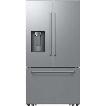Samsung 36 Inch Counter Depth 3-Door French Door Refrigerator with 24 cu. ft. Total Capacity, Power Cool & Power Freeze, Three Ice Types, Sphere Ice?, AI Precise Cooling, Wi-Fi, ADA Compliant, and Energy Star Rated: Fingerprint Resistant Stainless Steel