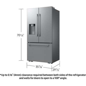 Samsung 36 Inch Counter Depth 3-Door French Door Refrigerator with 24 cu. ft. Total Capacity, Power Cool & Power Freeze, Three Ice Types, Dual Auto Ice Maker, AI Precise Cooling, Wi-Fi, ADA Compliant, and Energy Star Rated: Fingerprint Resistant Stainless Steel — thumbnail 2