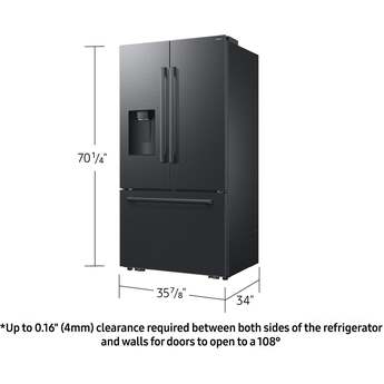 Samsung 36 Inch Freestanding 3-Door French Door Refrigerator with 29 cu. ft. Total Capacity, Power Cool & Power Freeze, Three Ice Types, Sphere Ice, AI Precise Cooling, Wi-Fi, ADA Compliant, and Energy Star Rated: Fingerprint Resistant Matte Black Steel — thumbnail 26