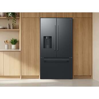 Samsung 36 Inch Freestanding 3-Door French Door Refrigerator with 29 cu. ft. Total Capacity, Power Cool & Power Freeze, Three Ice Types, Sphere Ice, AI Precise Cooling, Wi-Fi, ADA Compliant, and Energy Star Rated: Fingerprint Resistant Matte Black Steel — thumbnail 7